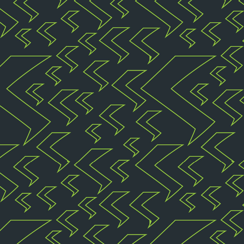Abstract pattern of zigzag lime green lines forming angular shapes on a dark grey background, inspired by the dynamic energy of Krueger Electric and their expert electricians, creating a repeating geometric design